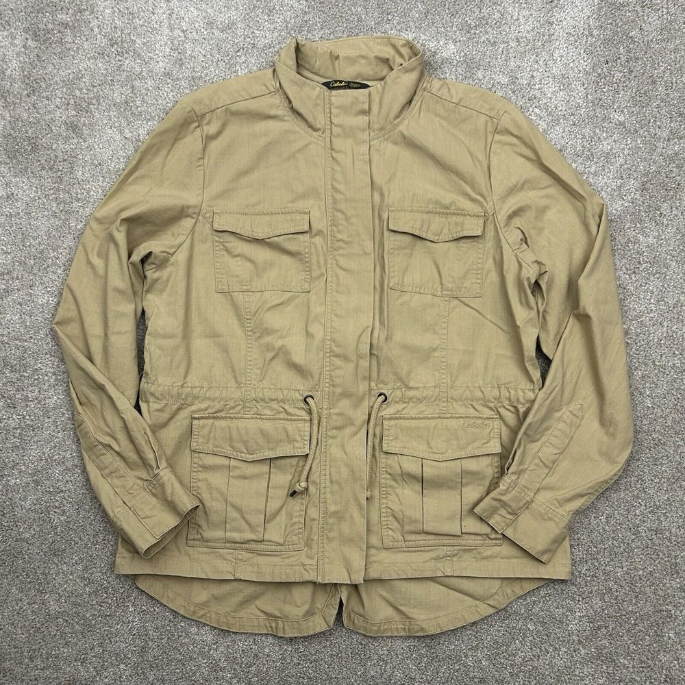 Cabelas Women's Size XL Khaki Beige Classic Fit Field‎ Hunting Jacket Coat EUC